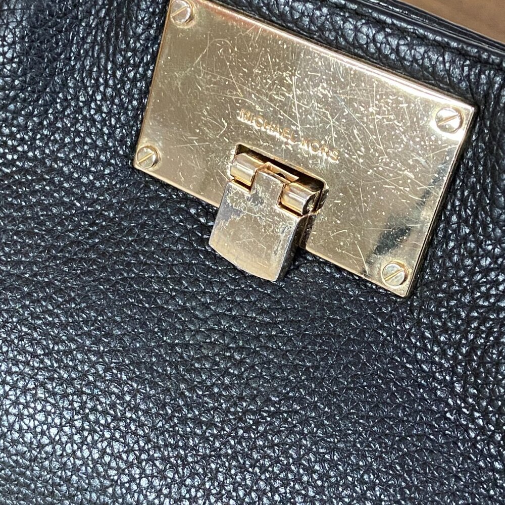 Michael Kors CHANNING MEDIUM SHOULDER TOTE LEATHER BAG BLACK - Picture 3 of 8